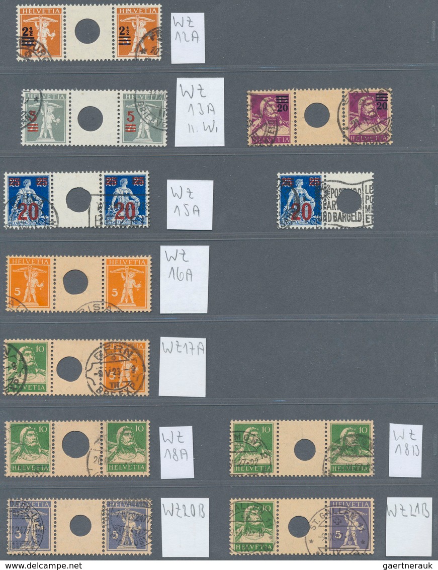 28136 Schweiz - Zusammendrucke: 1909-1982: Umfangreiche Sammlung Gestempelter Zusammendrucke, Dabei Kehrdr - Se-Tenant