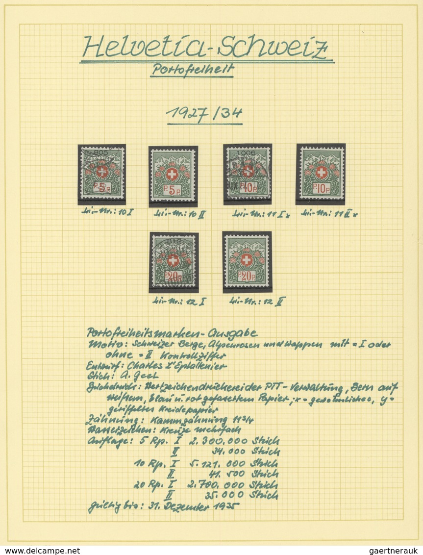 28143 Schweiz - Portomarken: 1868-1940 ca.: Sammlungs- und Doublettenpartie der Porto-, Portofreiheits-, T