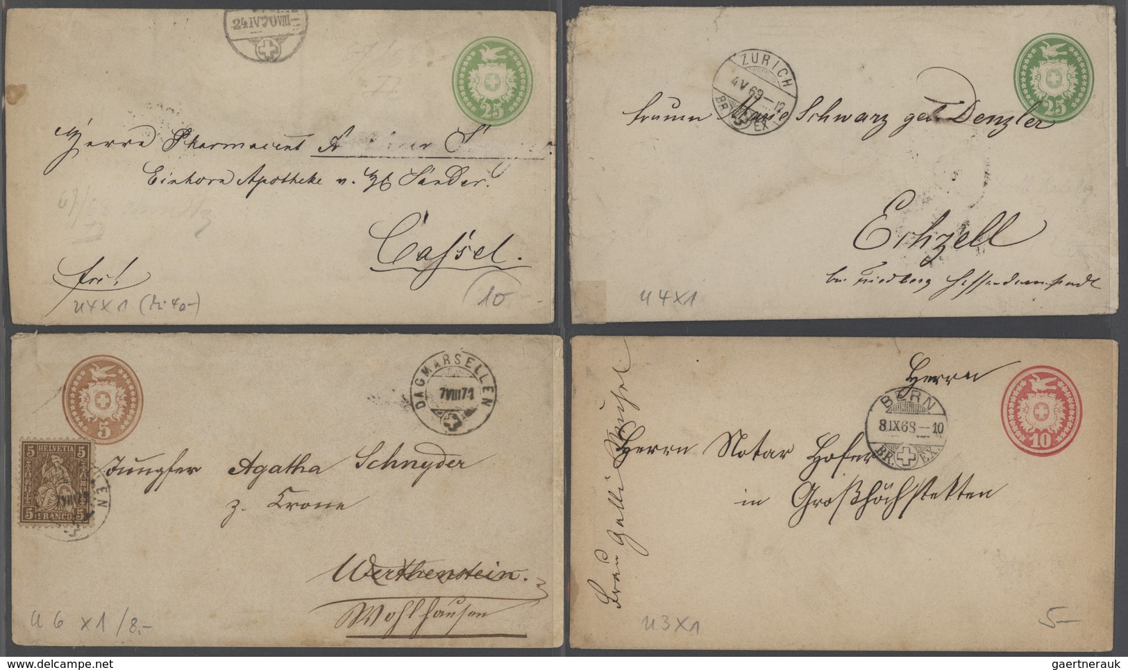 28163 Schweiz - Ganzsachen: 1867-1920er: Sammlung Von über 100 Umschlägen Und Streifbändern Ab Tübli Sowie - Ganzsachen