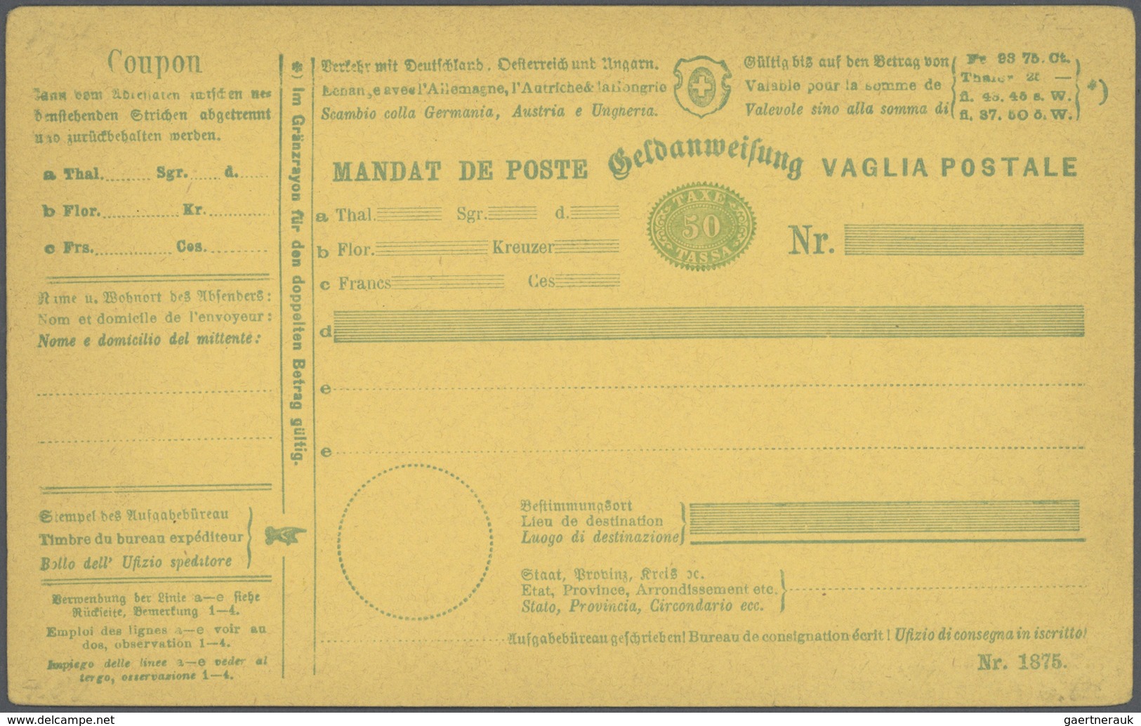 28164 Schweiz - Ganzsachen: 1867-1905 GELDANWEISUNGEN: Spezialisierte Sammlung von 94 Geldanweisungen, mei
