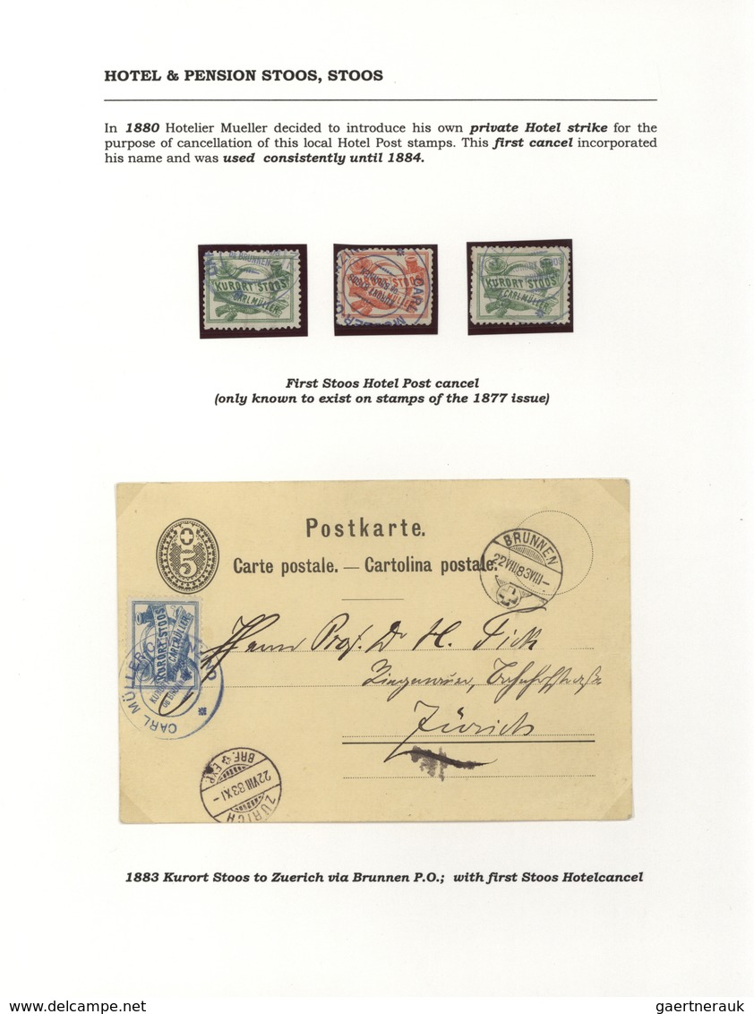 28168 Schweiz - Hotelpost: 1849-1900 ca.: Spezialsammlung der Hotelpost- und späteren Hotelmarken mit 87 B