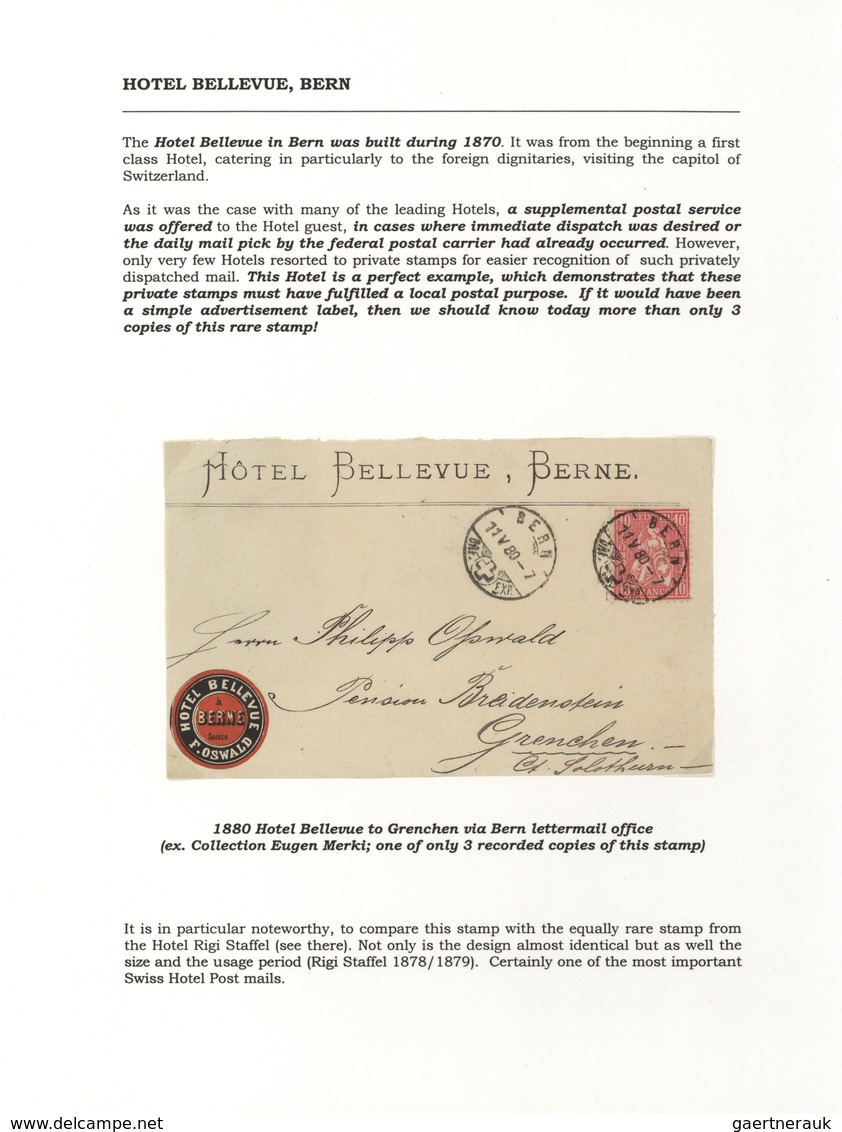 28168 Schweiz - Hotelpost: 1849-1900 ca.: Spezialsammlung der Hotelpost- und späteren Hotelmarken mit 87 B