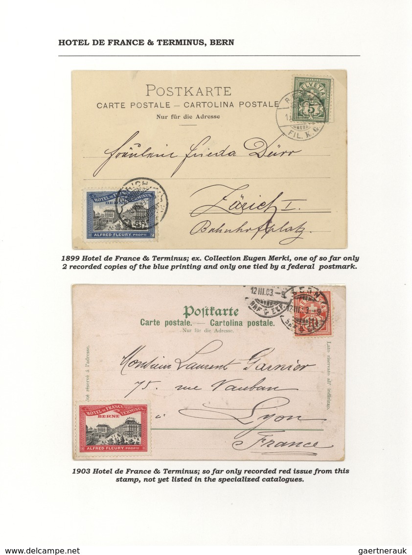 28168 Schweiz - Hotelpost: 1849-1900 ca.: Spezialsammlung der Hotelpost- und späteren Hotelmarken mit 87 B