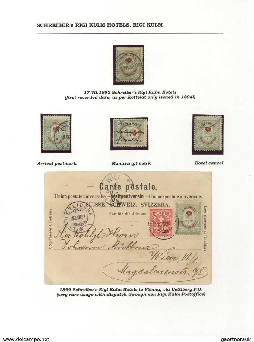 28168 Schweiz - Hotelpost: 1849-1900 ca.: Spezialsammlung der Hotelpost- und späteren Hotelmarken mit 87 B