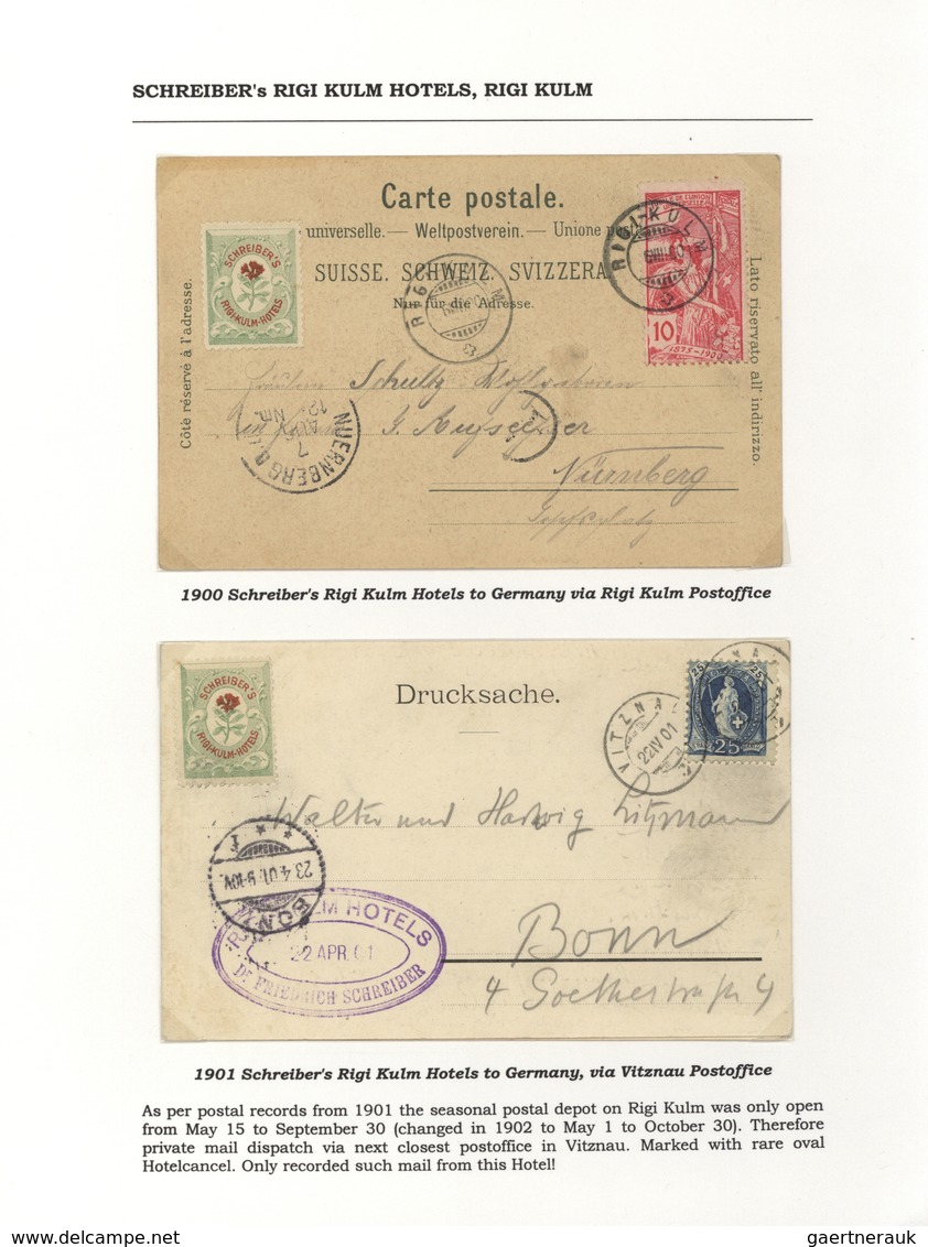 28168 Schweiz - Hotelpost: 1849-1900 ca.: Spezialsammlung der Hotelpost- und späteren Hotelmarken mit 87 B