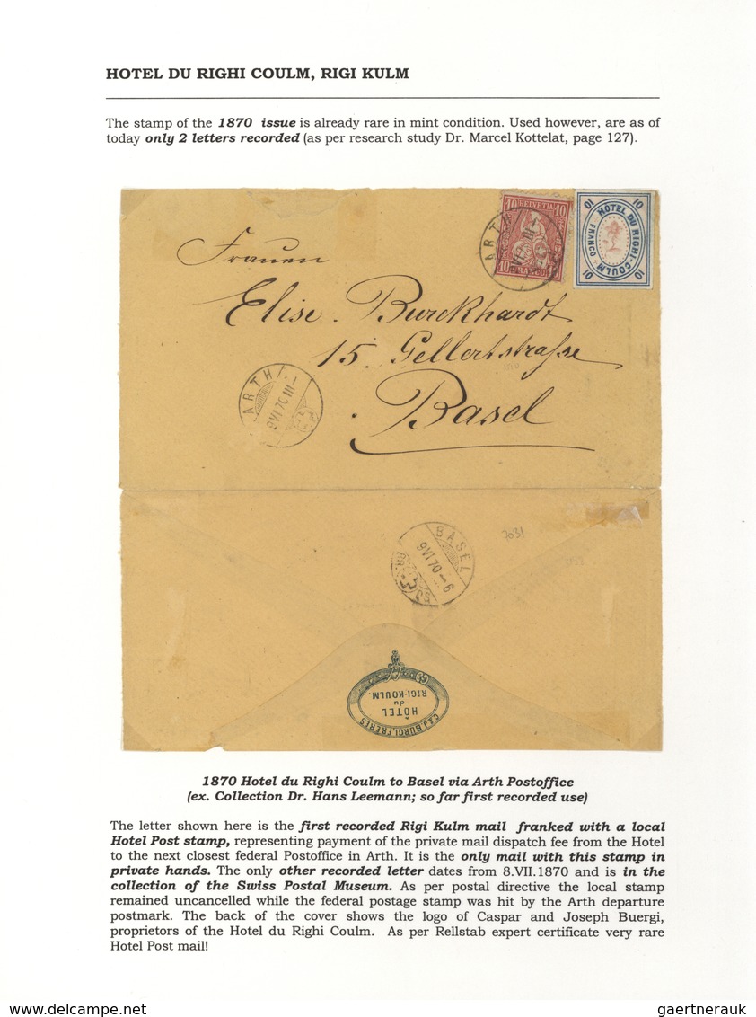 28168 Schweiz - Hotelpost: 1849-1900 ca.: Spezialsammlung der Hotelpost- und späteren Hotelmarken mit 87 B