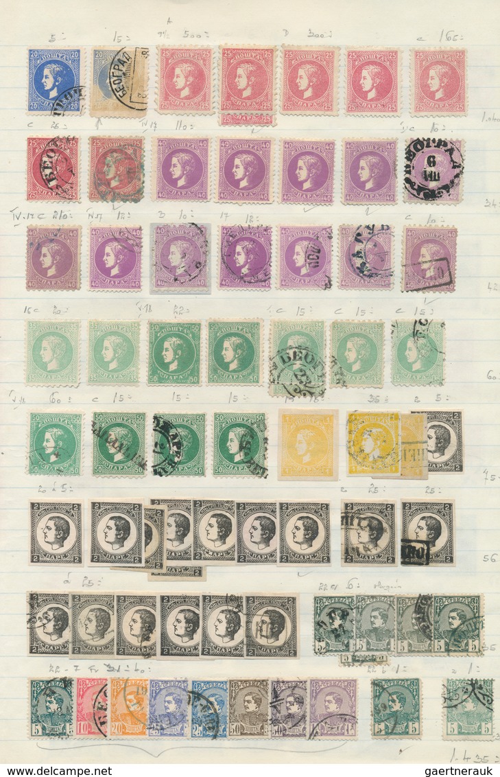 28173 Serbien: 1866/1943, Used And Mint Collection/accumulation Mounted On Pages In A Folder, Comprising A - Serbie