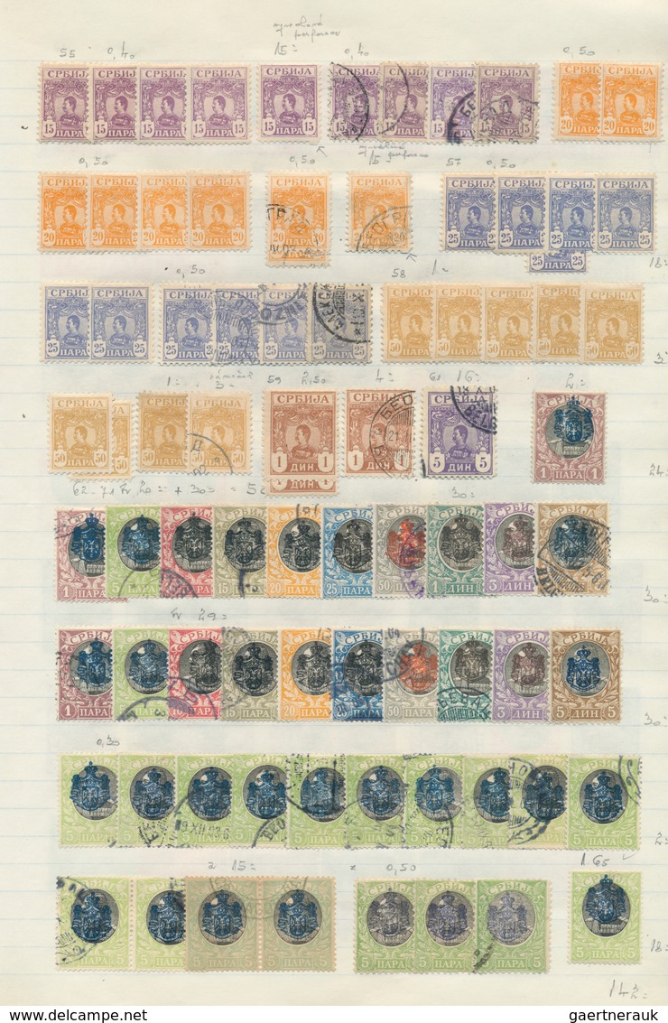 28173 Serbien: 1866/1943, Used And Mint Collection/accumulation Mounted On Pages In A Folder, Comprising A - Serbie