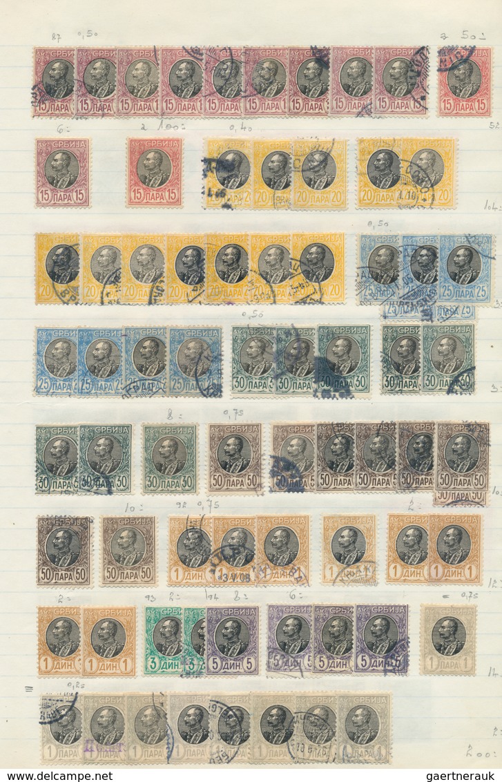 28173 Serbien: 1866/1943, Used And Mint Collection/accumulation Mounted On Pages In A Folder, Comprising A - Serbie