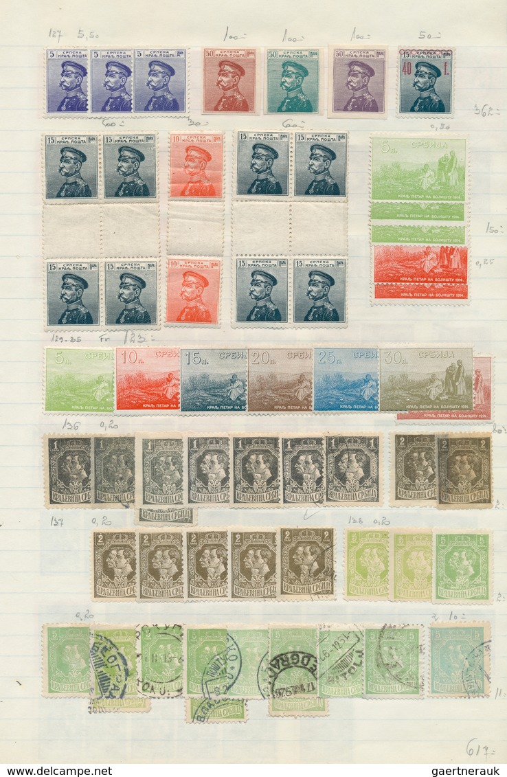 28173 Serbien: 1866/1943, Used And Mint Collection/accumulation Mounted On Pages In A Folder, Comprising A - Serbie