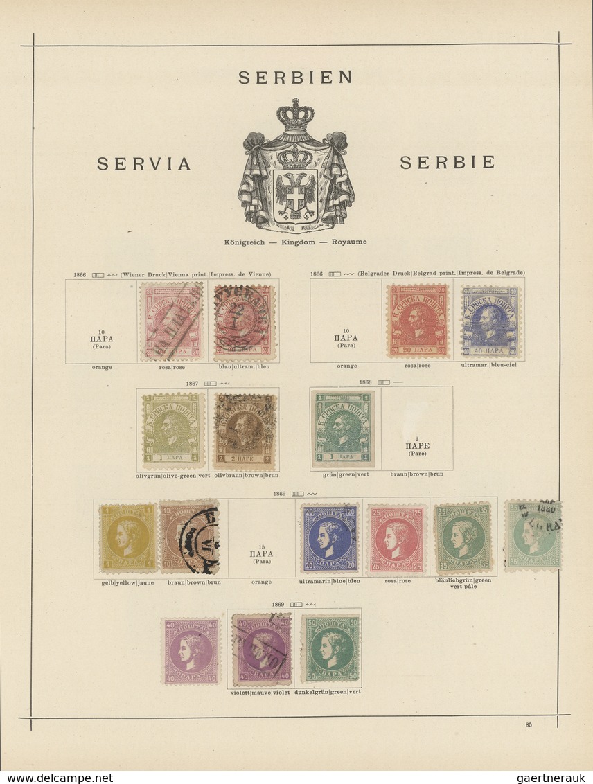 28175 Serbien: 1869/1920, Used And Mint Collection Of Apprx. 120 Stamps On Album Pages, Slightly Varied Co - Serbie
