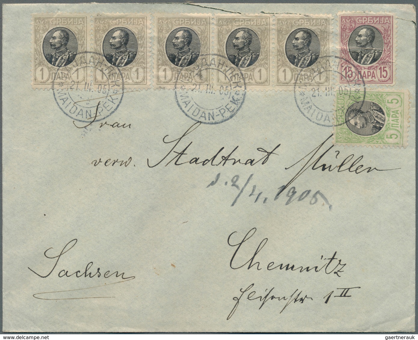 28176 Serbien: 1904/1905, Group Of 27 Covers/cards Mainly Sent To Chemnitz/Germany, Showing A Nice Range O - Serbie