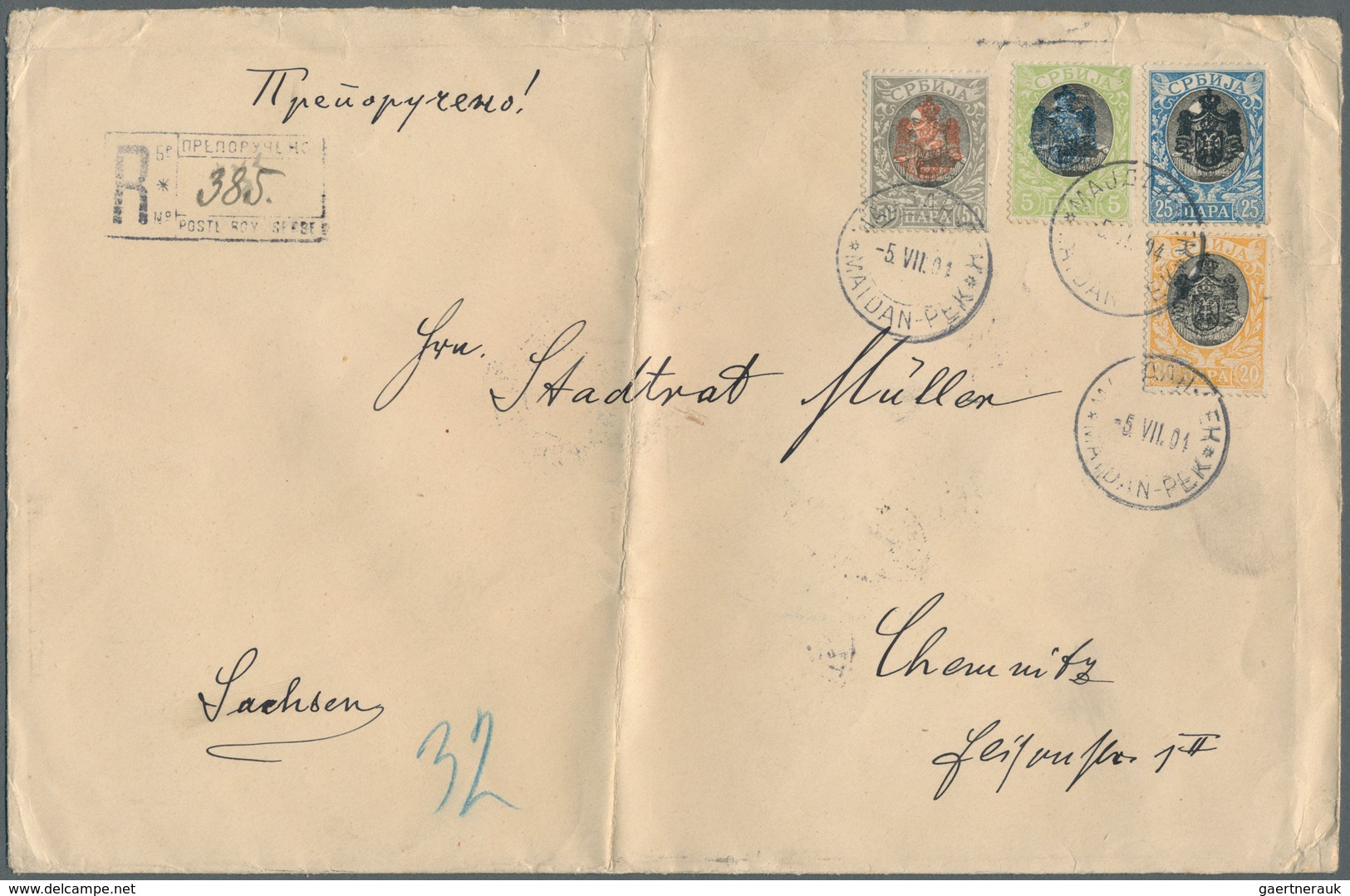 28176 Serbien: 1904/1905, Group Of 27 Covers/cards Mainly Sent To Chemnitz/Germany, Showing A Nice Range O - Serbie