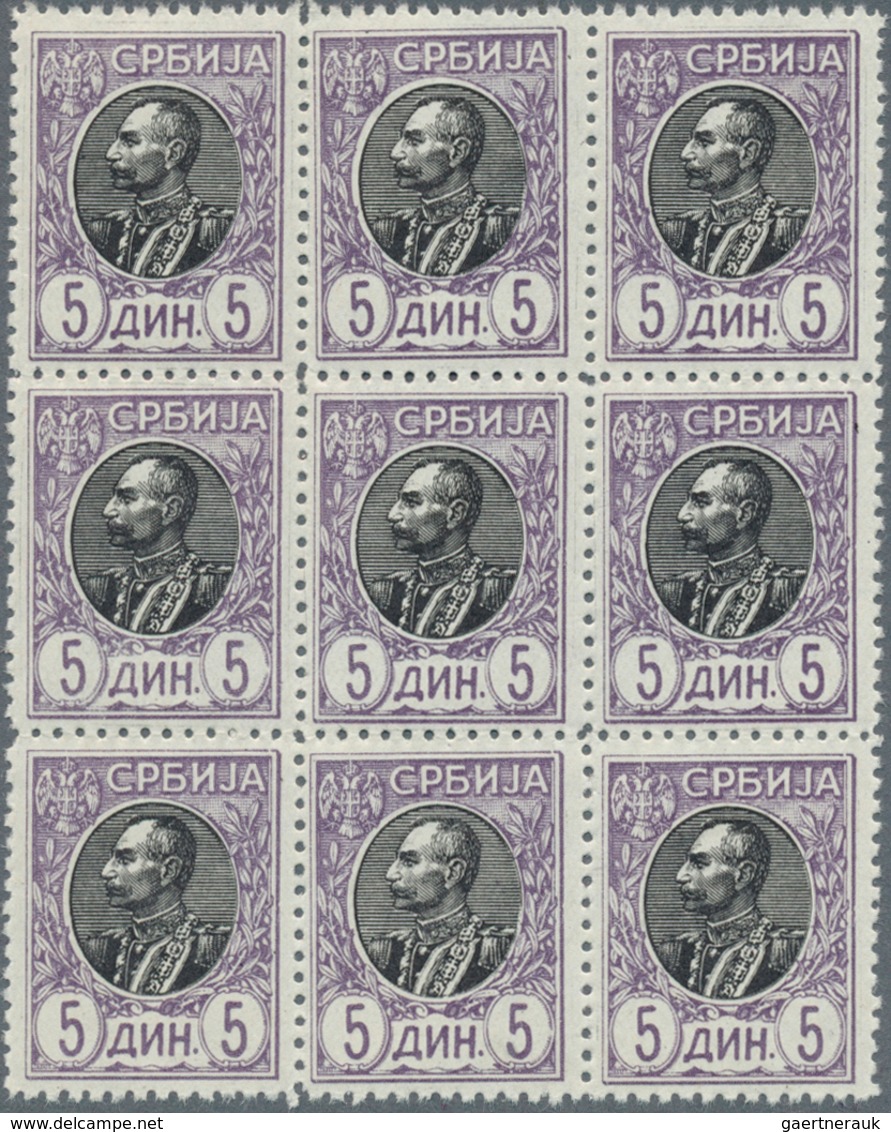 28177 Serbien: 1905, King Peter I. Definitives Complete Set Of 11 In A Lot With About 40 Sets Incl. Blocks - Serbie