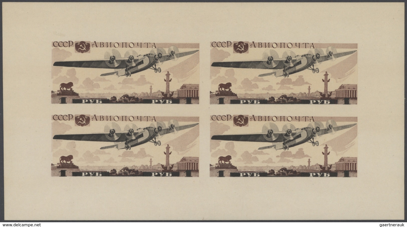 28193 Sowjetunion: 1937, Airmail Exhibition Souvenir Sheet, Two Copies U/m And One Neatly Cancelled, Few S - Lettres & Documents