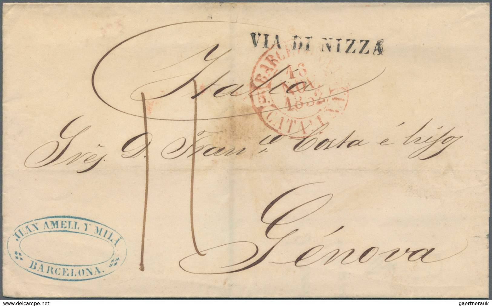 28231 Spanien: 1789/1880, Very Interesting Lot Of Ca. 35 Folded Letters Without Stamps (international Post - Oblitérés