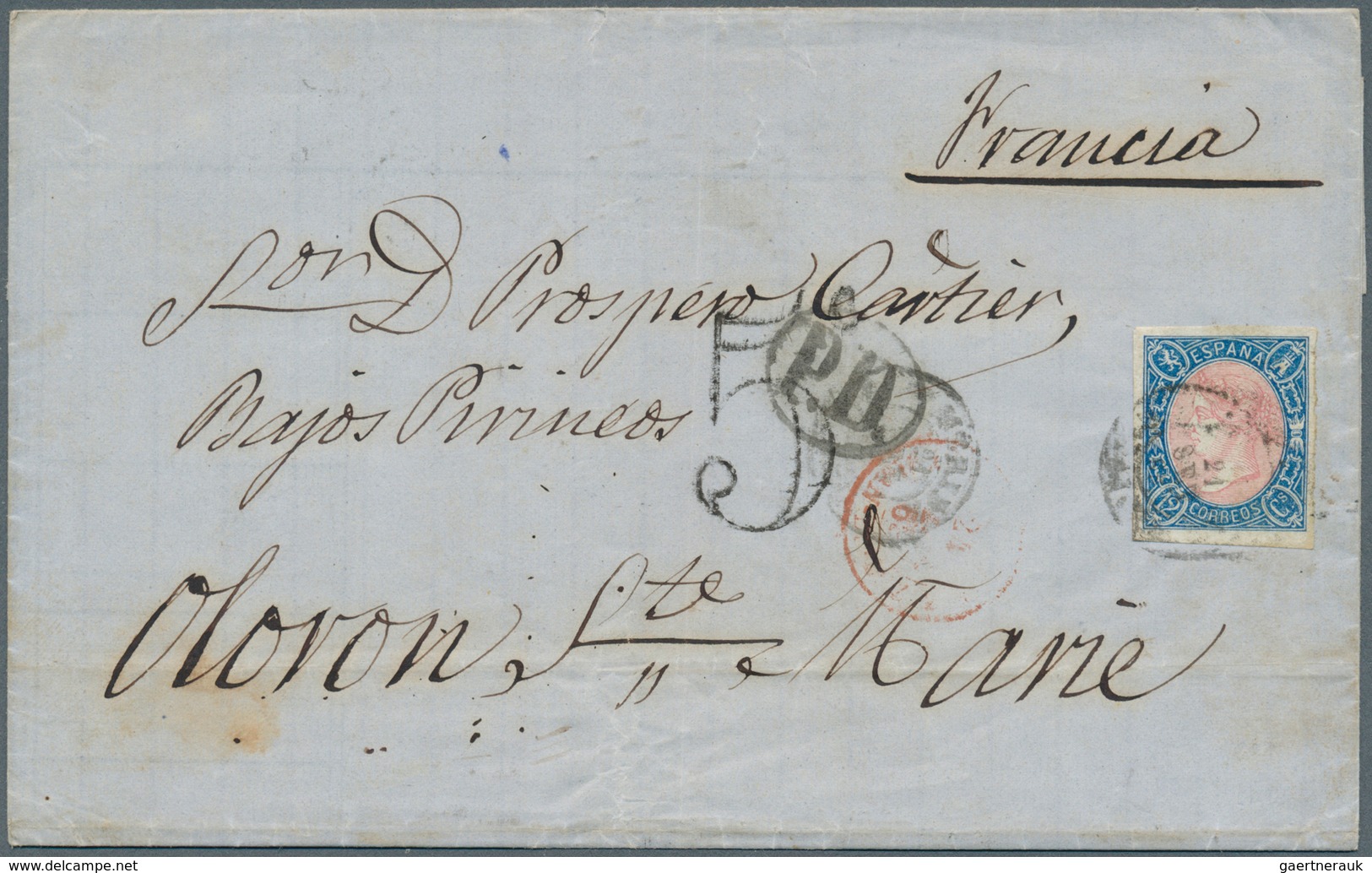 28234 Spanien: 1822/1944, Lot Of Five Better Entires (single Lots), Incl. One Pre-philatelic Cover, Card T - Oblitérés