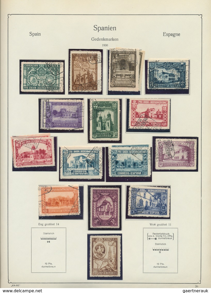 28237 Spanien: 1850/1981, Mainly Used Collection In A KA/BE Binder, From Classic Period, 1930s With Intere - Oblitérés