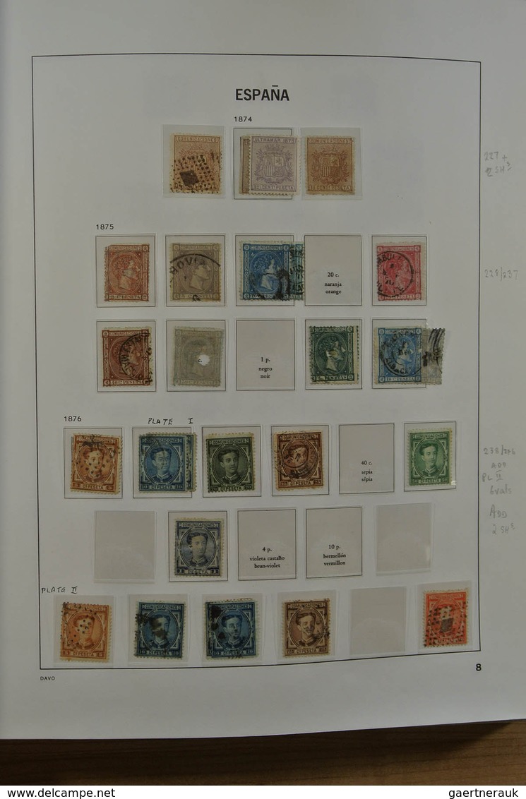 28245 Spanien: 1850-2000. Well Filled, MNH, Mint Hinged And Used Collection Spain And Colonies In 6 Davo A - Oblitérés