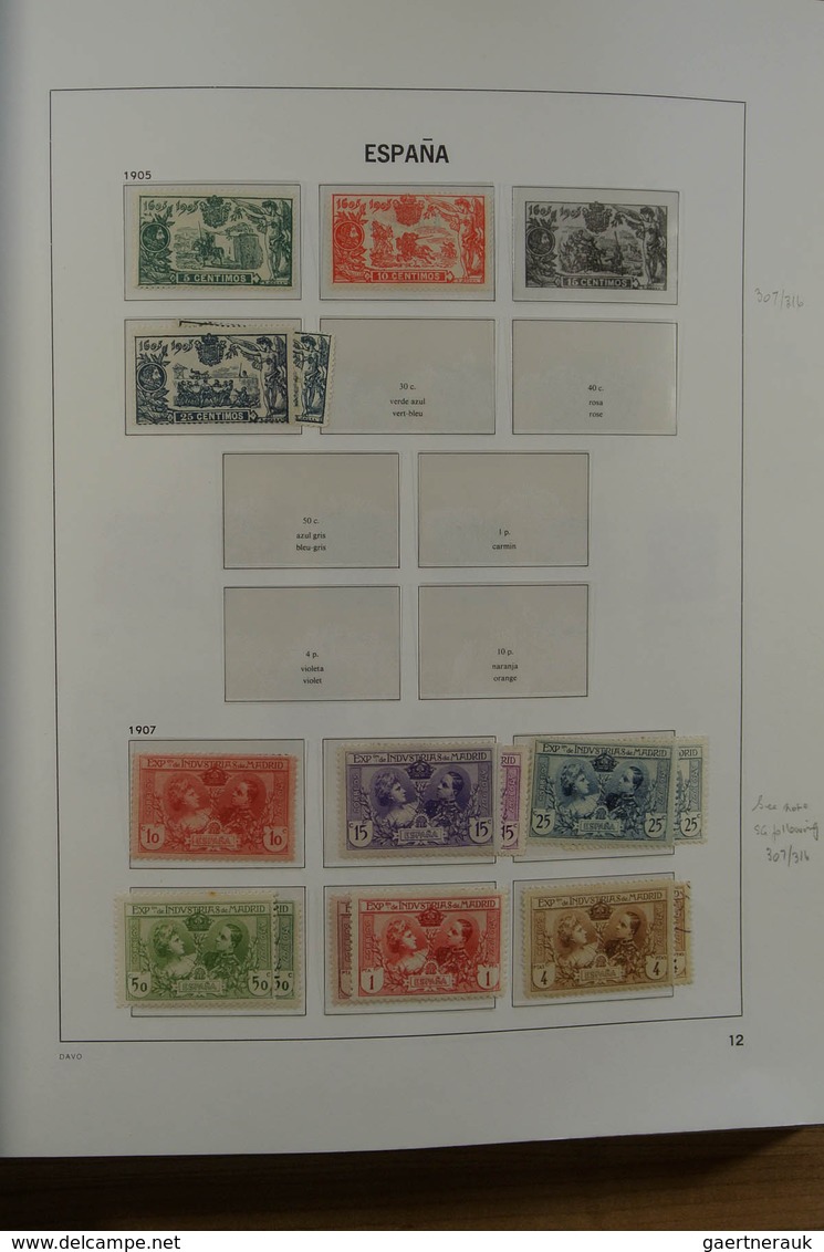 28245 Spanien: 1850-2000. Well filled, MNH, mint hinged and used collection Spain and colonies in 6 Davo a