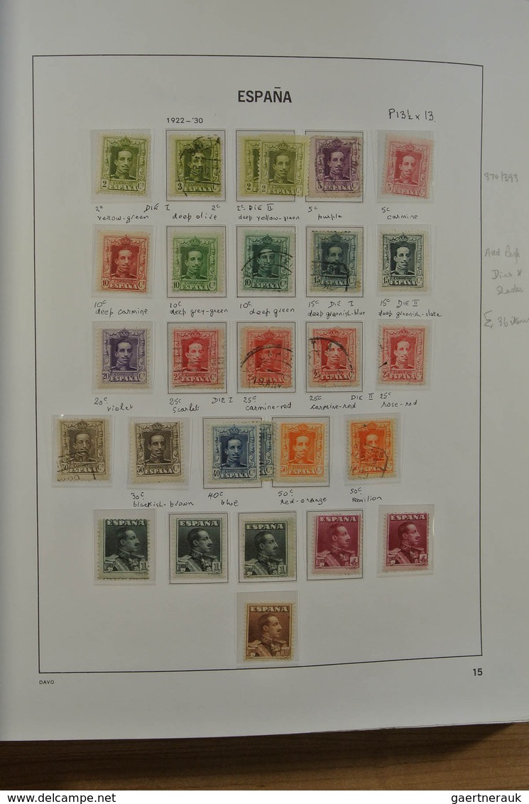 28245 Spanien: 1850-2000. Well filled, MNH, mint hinged and used collection Spain and colonies in 6 Davo a