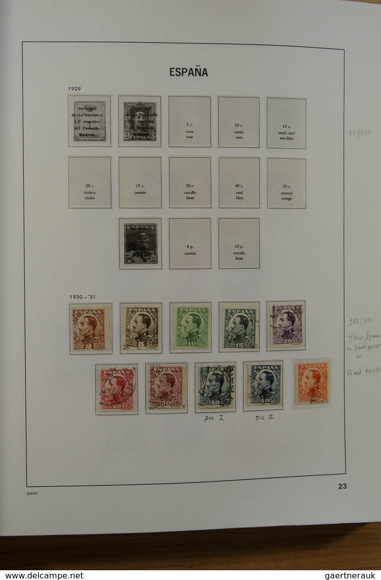 28245 Spanien: 1850-2000. Well filled, MNH, mint hinged and used collection Spain and colonies in 6 Davo a