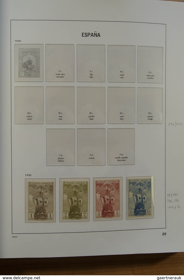 28245 Spanien: 1850-2000. Well filled, MNH, mint hinged and used collection Spain and colonies in 6 Davo a