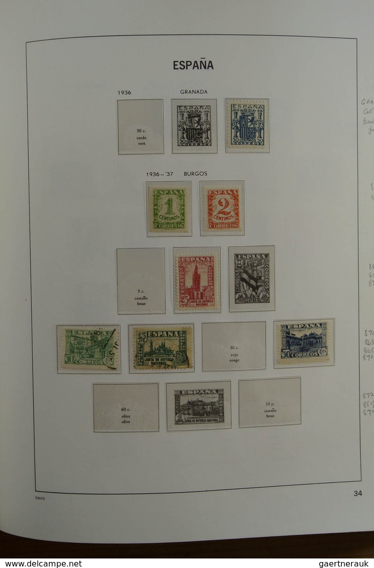 28245 Spanien: 1850-2000. Well filled, MNH, mint hinged and used collection Spain and colonies in 6 Davo a