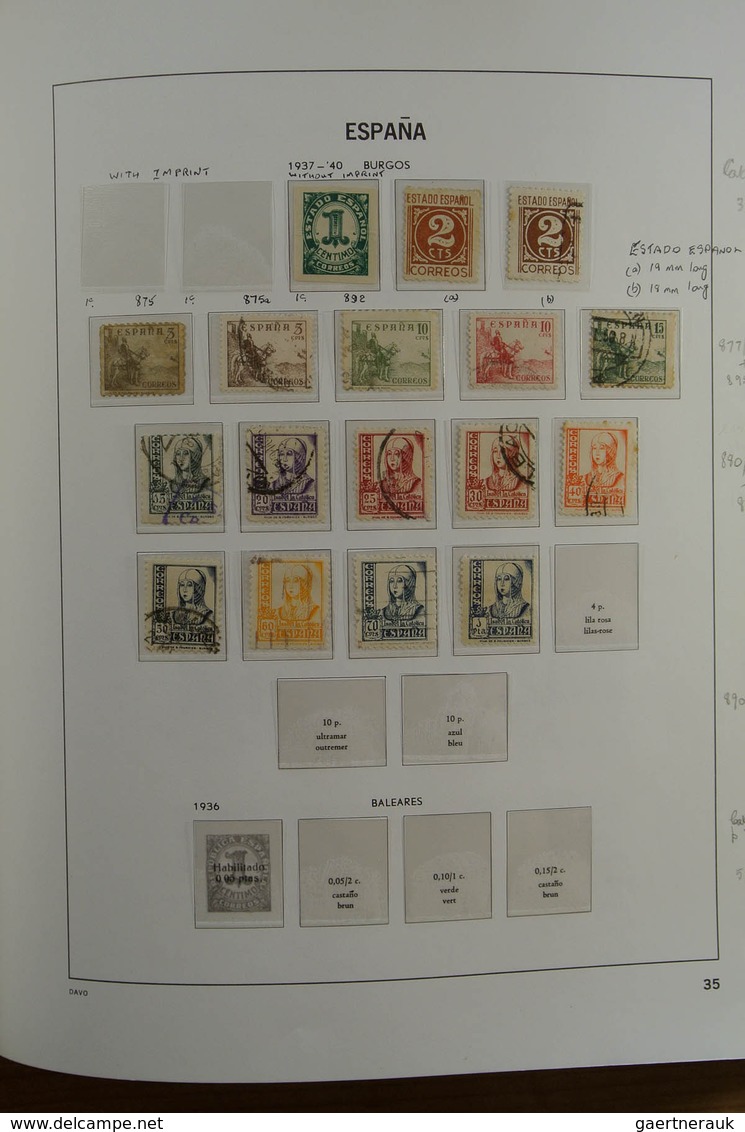 28245 Spanien: 1850-2000. Well filled, MNH, mint hinged and used collection Spain and colonies in 6 Davo a