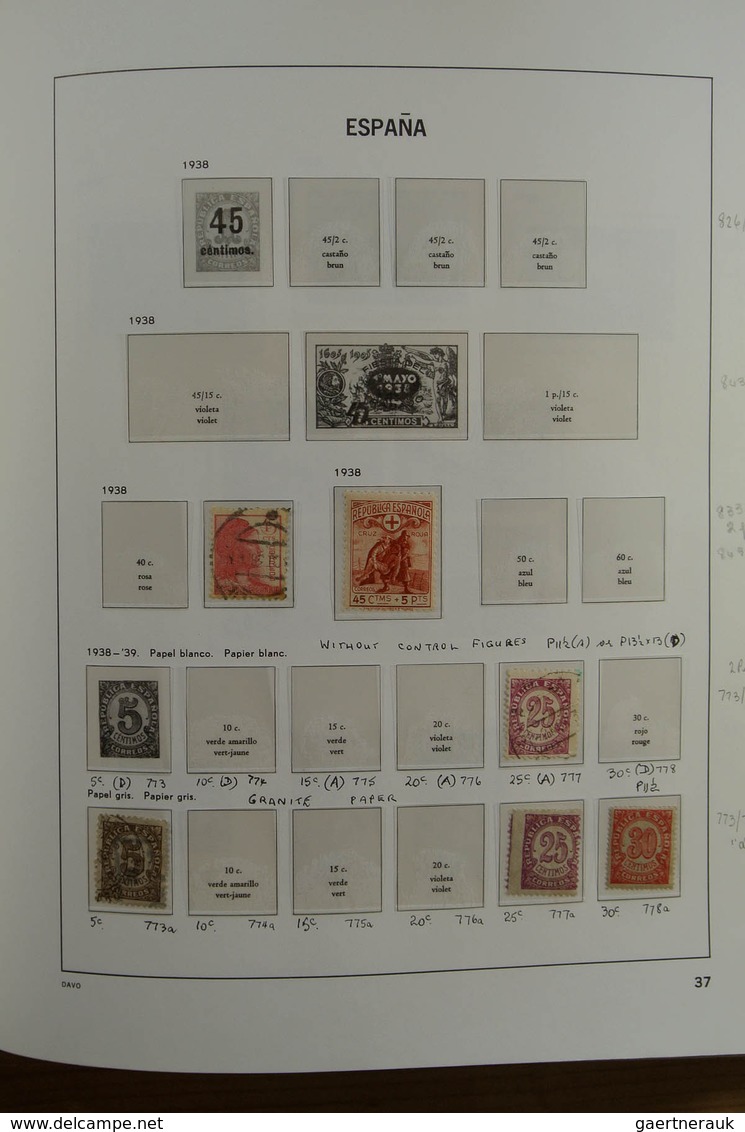 28245 Spanien: 1850-2000. Well filled, MNH, mint hinged and used collection Spain and colonies in 6 Davo a