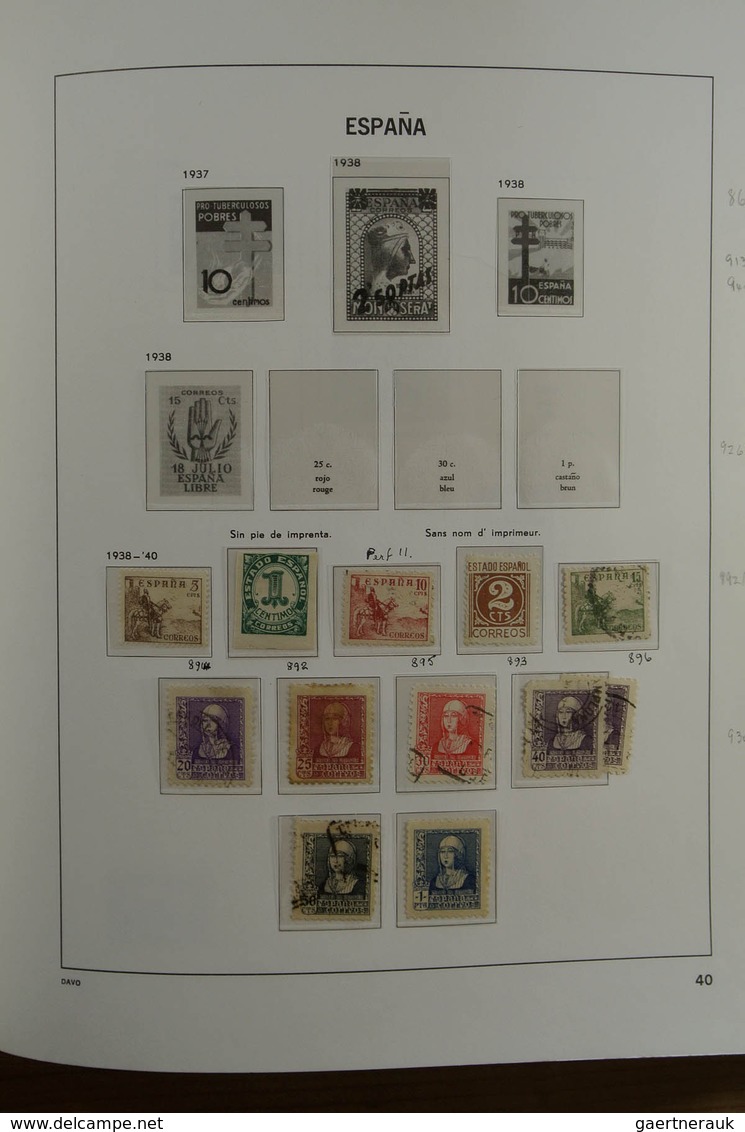 28245 Spanien: 1850-2000. Well filled, MNH, mint hinged and used collection Spain and colonies in 6 Davo a