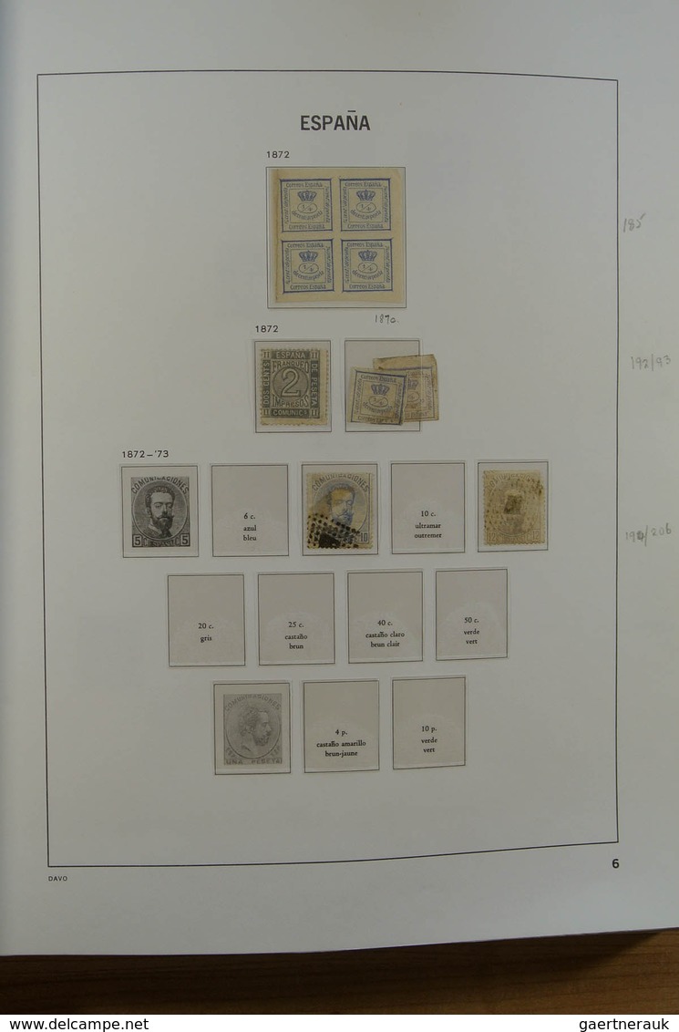 28245 Spanien: 1850-2000. Well filled, MNH, mint hinged and used collection Spain and colonies in 6 Davo a