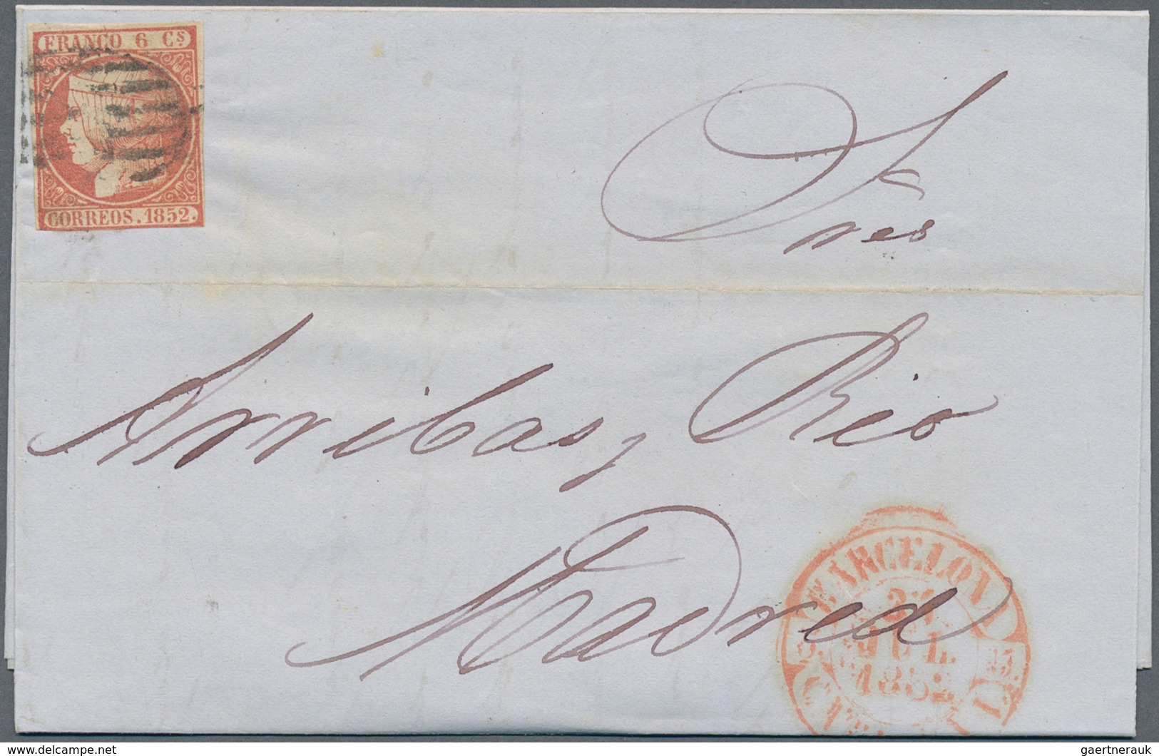 28246 Spanien: 1852, 50 Folded Letters All Franked With 6 Ct. Isabella (Michel No. 12) Out Of A Fresh Corr - Oblitérés