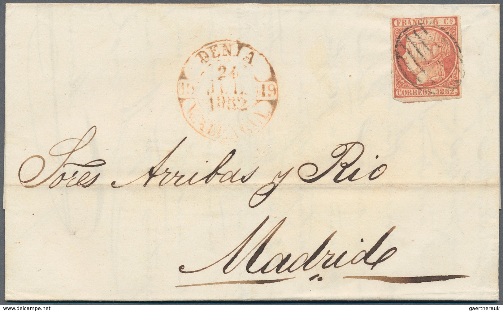 28246 Spanien: 1852, 50 Folded Letters All Franked With 6 Ct. Isabella (Michel No. 12) Out Of A Fresh Corr - Oblitérés