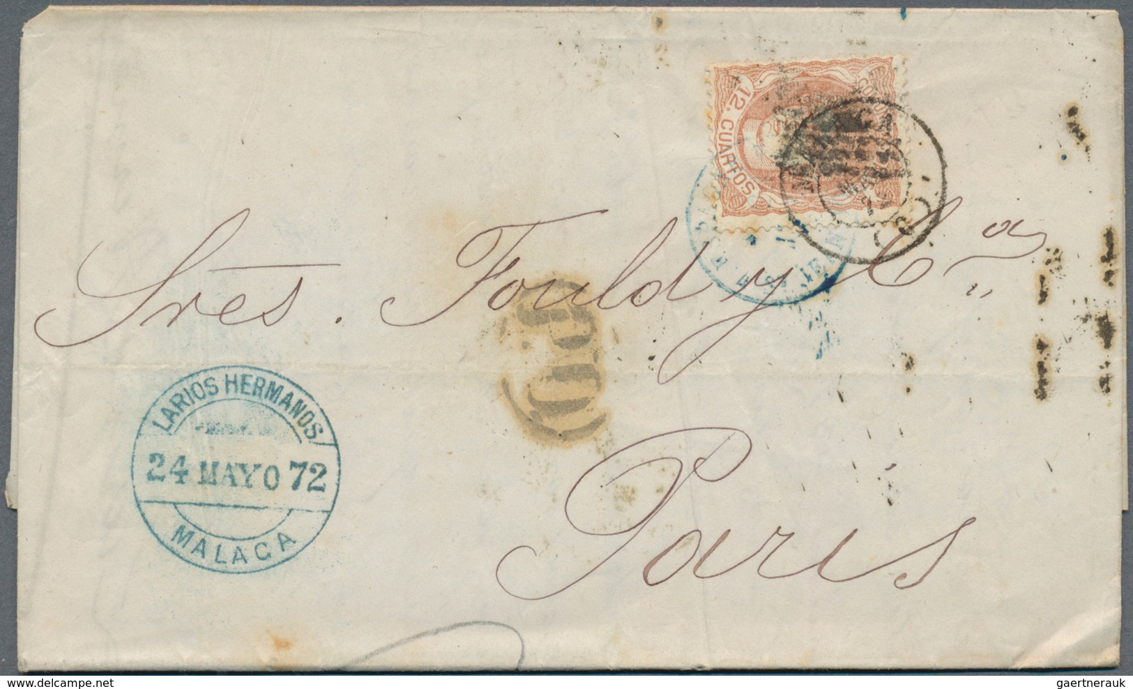 28249 Spanien: 1860/1880, Lot With 8 Franked Covers To Paris France, Comprising Mostly Single Frankings 12 - Oblitérés