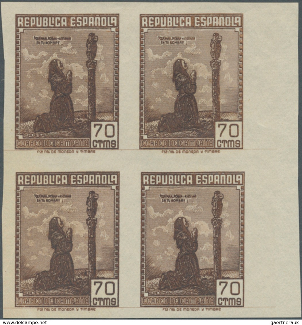 28272 Spanien: 1939, Forces Mail Issue NOT ISSUED 70c. Stamp Showing Female Prayer In A Lot With 24 Stamps - Oblitérés