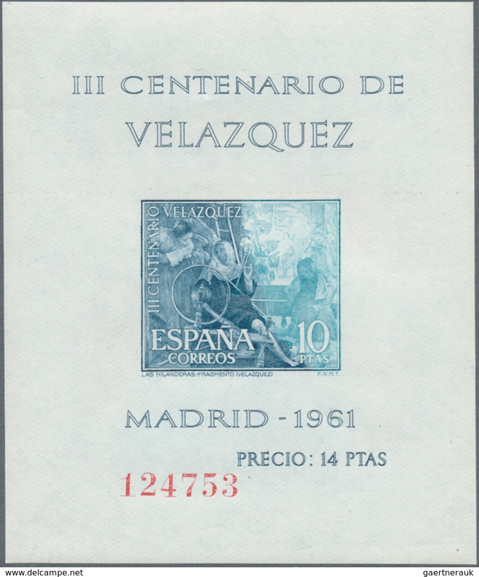 28283 Spanien: 1961, VELAZQUEZ Set Of Four Miniature Sheets In A Lot With About 120 Complete Sets, Mint Ne - Oblitérés