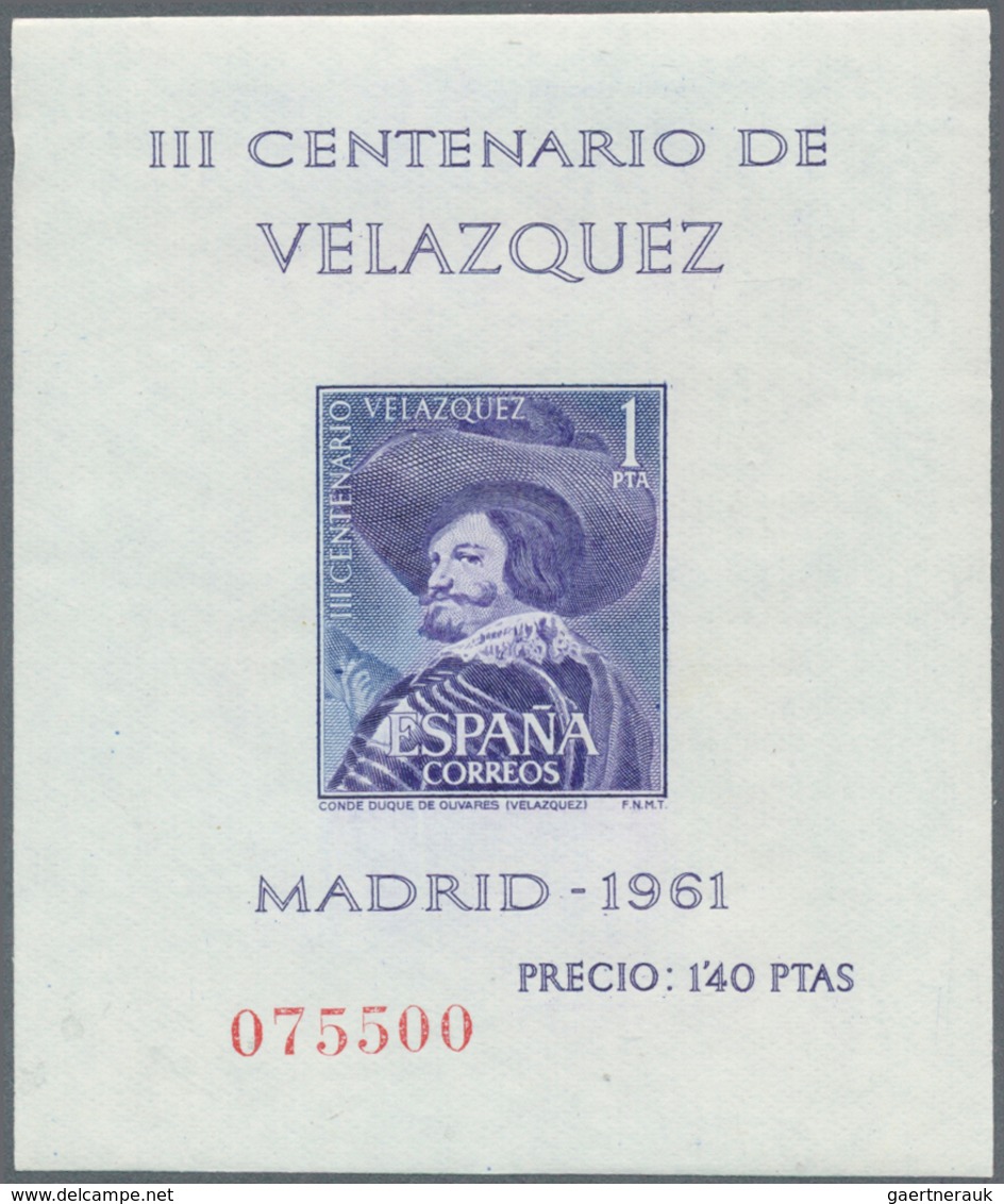 28283 Spanien: 1961, VELAZQUEZ Set Of Four Miniature Sheets In A Lot With About 120 Complete Sets, Mint Ne - Oblitérés