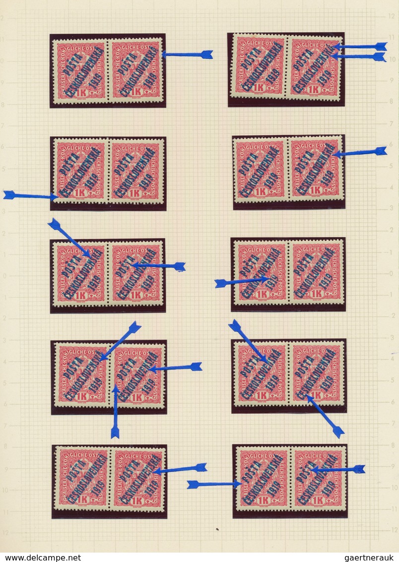 28331 Tschechoslowakei: 1919, Mint Collection Of Apprx. 340 Stamps Of The Overprints On Austria 3h. - 1kr. - Lettres & Documents