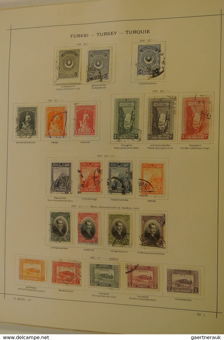 28351 Türkei: 1863/1963: Mint hinged and used collection Turkey 1863-1963 on Schaubek pages in folder. Col