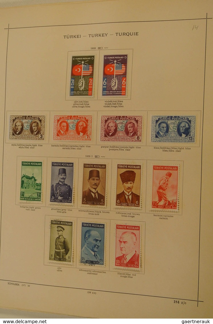 28351 Türkei: 1863/1963: Mint hinged and used collection Turkey 1863-1963 on Schaubek pages in folder. Col