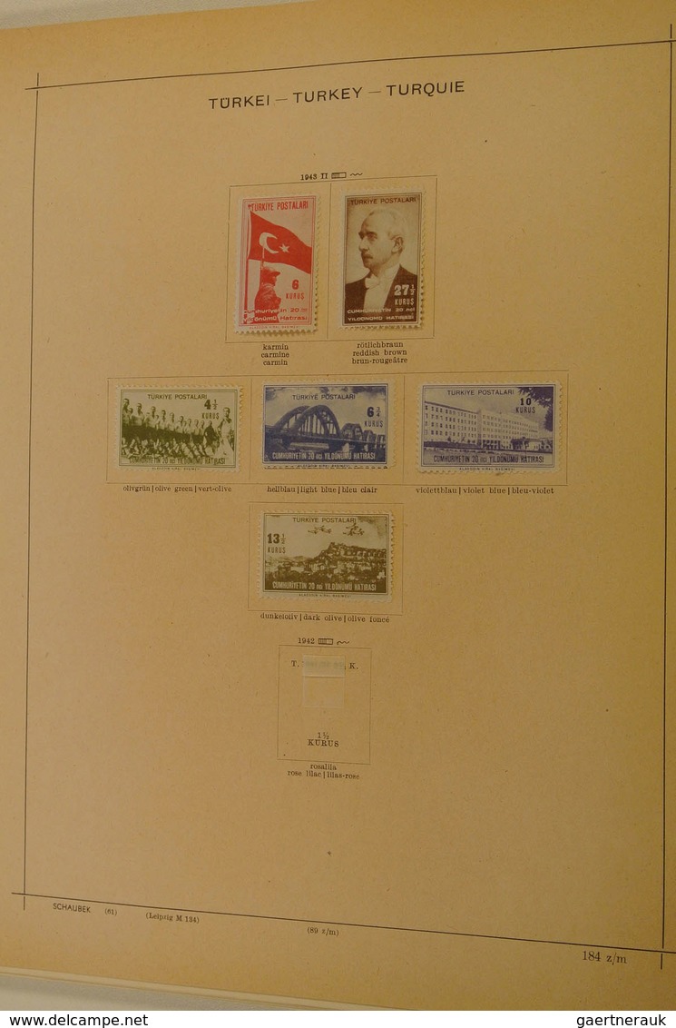 28351 Türkei: 1863/1963: Mint hinged and used collection Turkey 1863-1963 on Schaubek pages in folder. Col