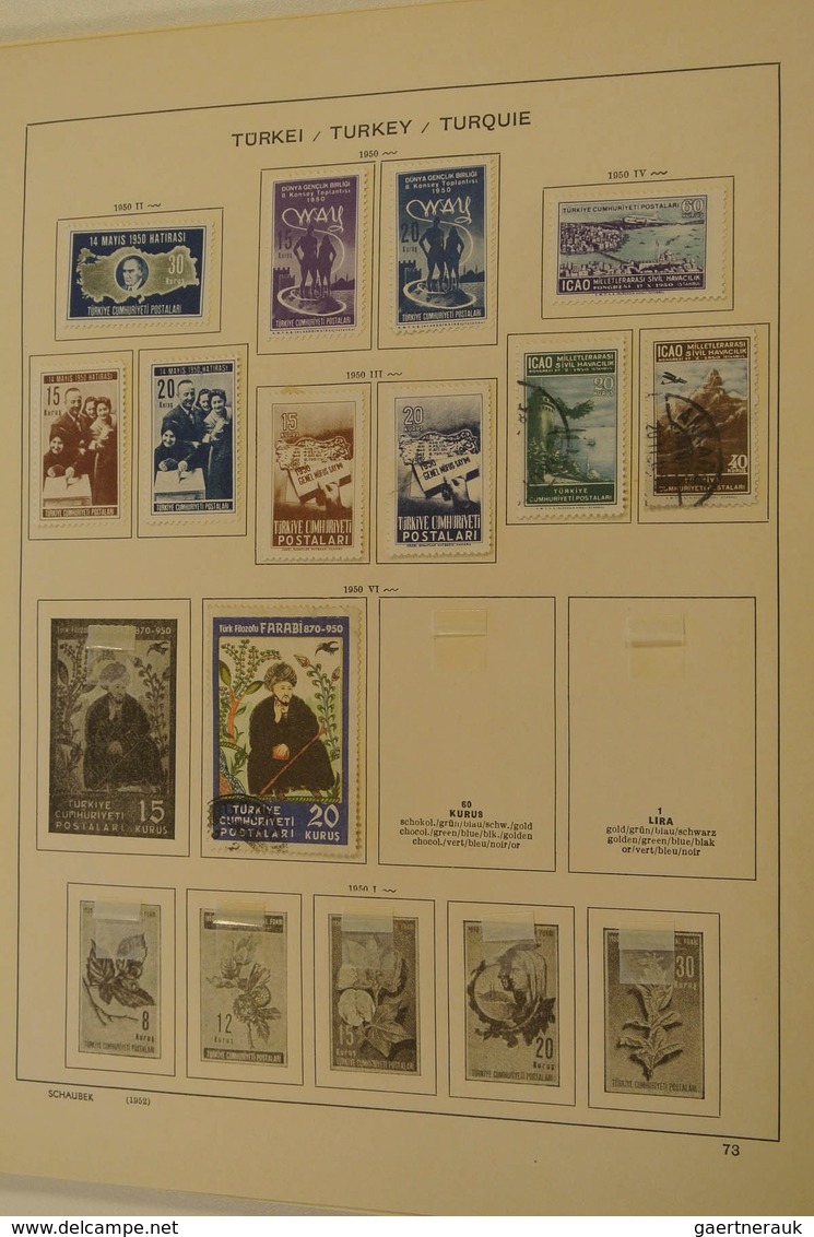 28351 Türkei: 1863/1963: Mint hinged and used collection Turkey 1863-1963 on Schaubek pages in folder. Col