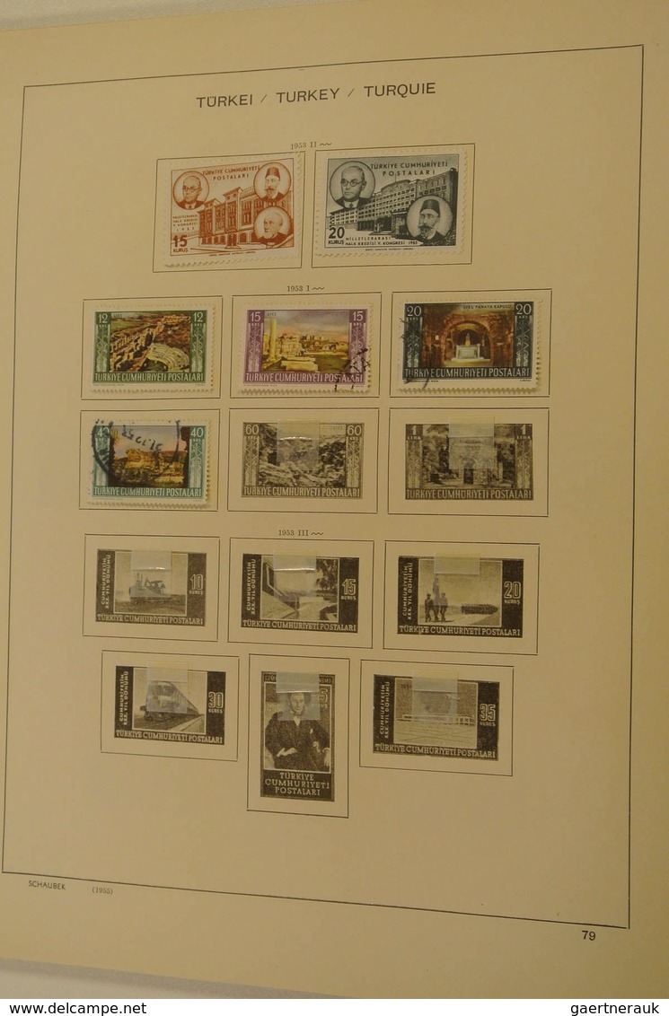 28351 Türkei: 1863/1963: Mint hinged and used collection Turkey 1863-1963 on Schaubek pages in folder. Col