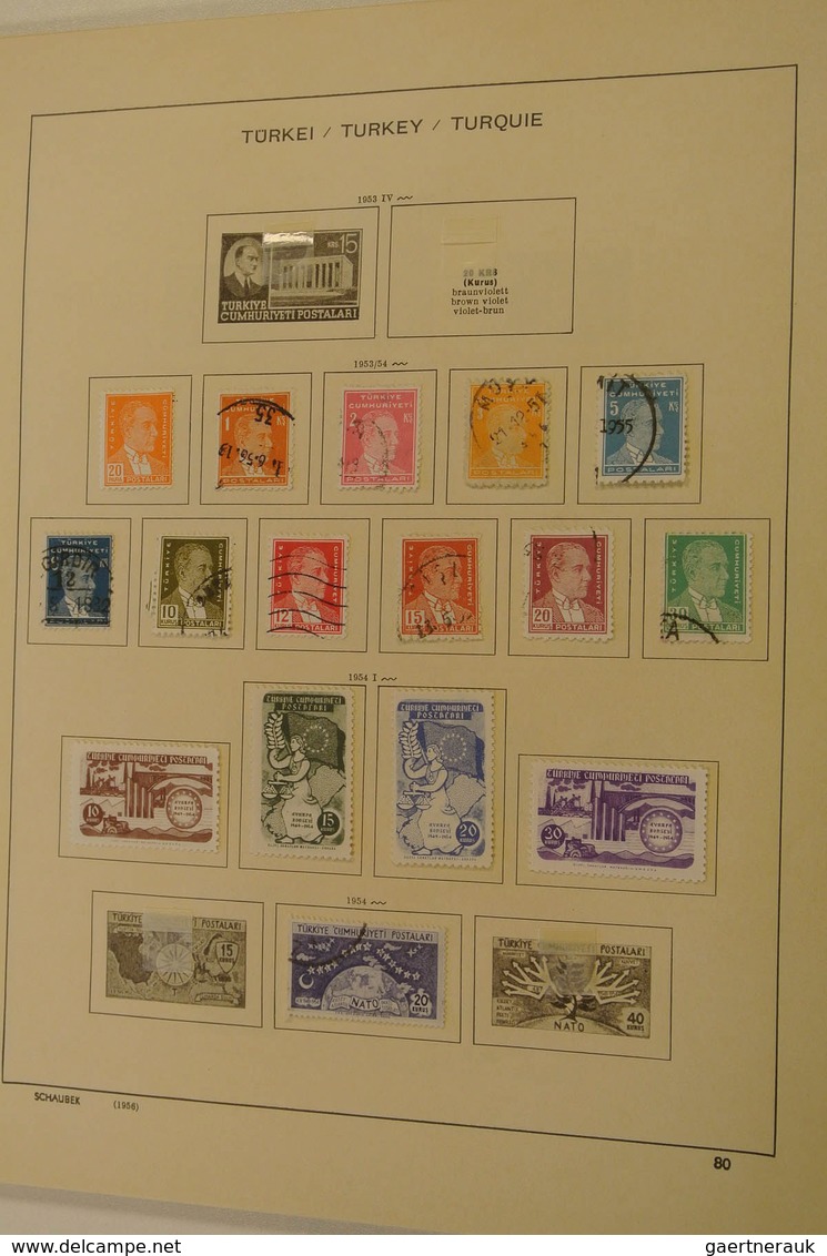 28351 Türkei: 1863/1963: Mint hinged and used collection Turkey 1863-1963 on Schaubek pages in folder. Col