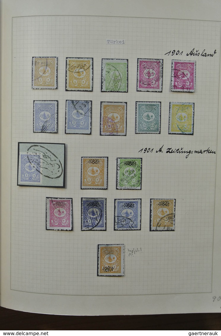 28355 Türkei: 1863-1930. Very well filled, mint hinged and used collection Turkey 1863-1930 in blanc Borek