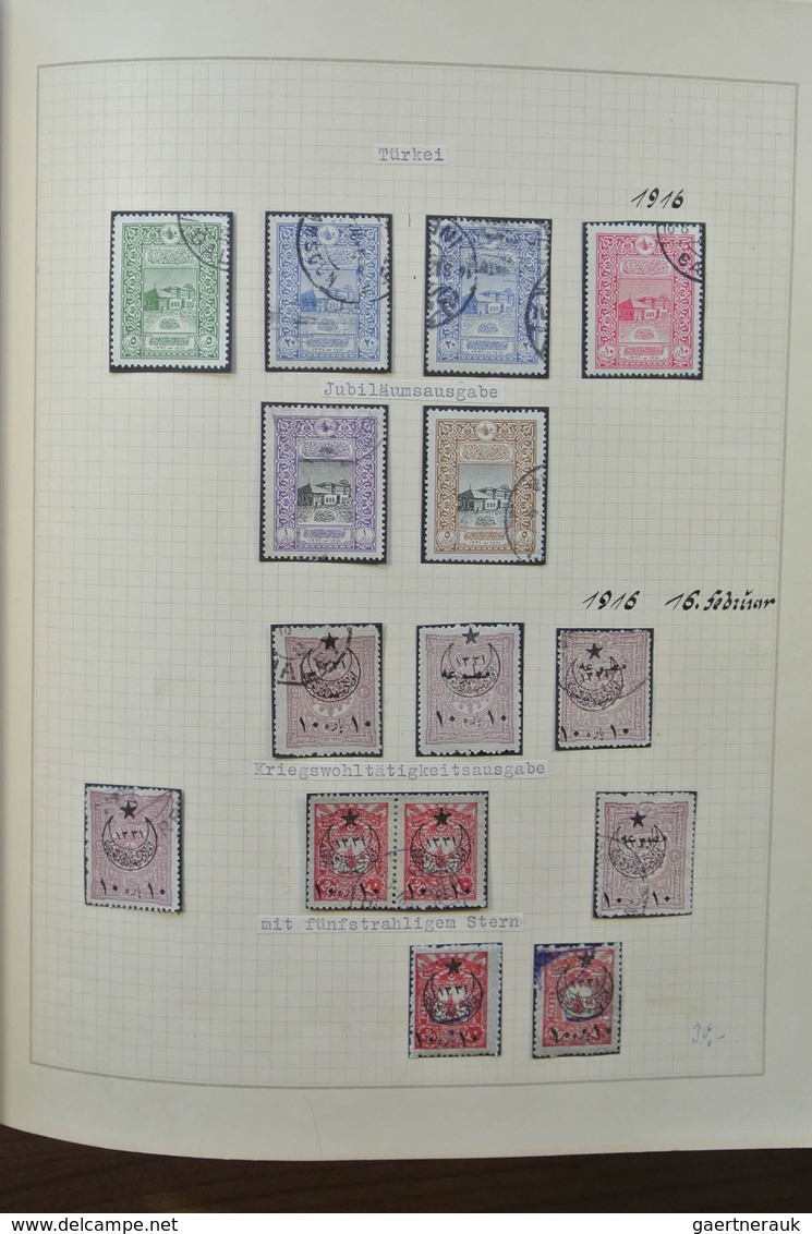 28355 Türkei: 1863-1930. Very well filled, mint hinged and used collection Turkey 1863-1930 in blanc Borek