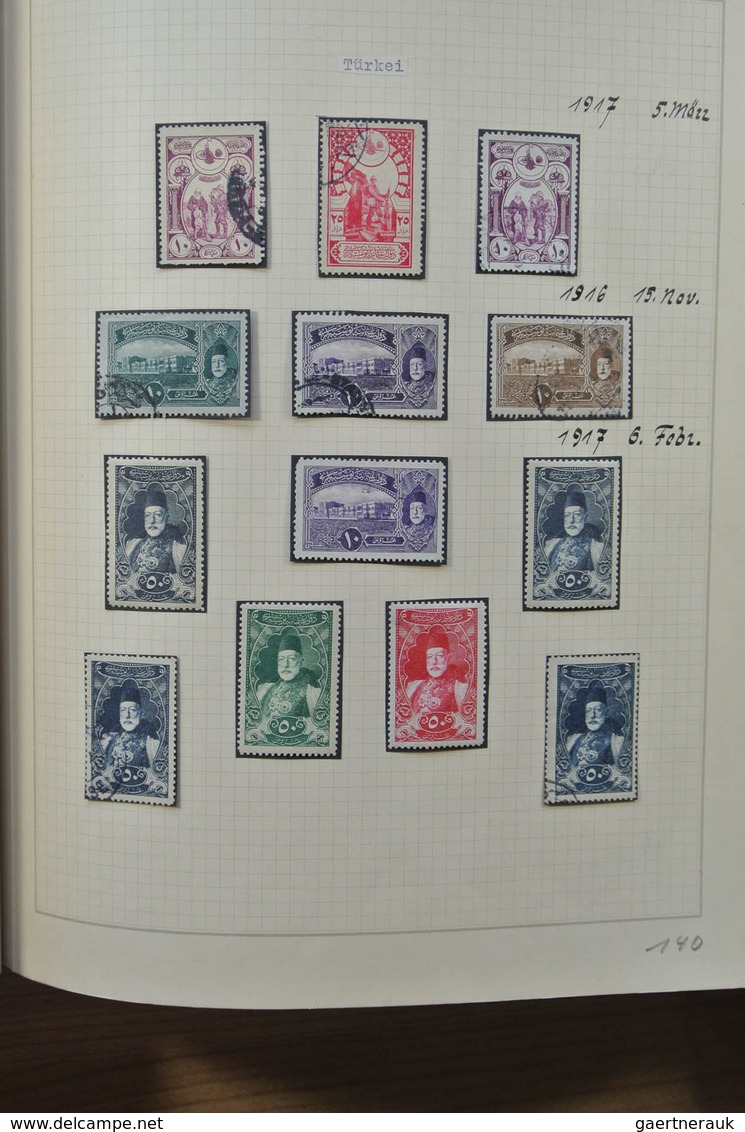 28355 Türkei: 1863-1930. Very well filled, mint hinged and used collection Turkey 1863-1930 in blanc Borek