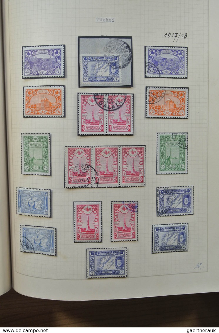 28355 Türkei: 1863-1930. Very well filled, mint hinged and used collection Turkey 1863-1930 in blanc Borek