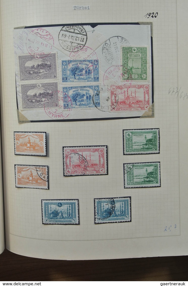 28355 Türkei: 1863-1930. Very well filled, mint hinged and used collection Turkey 1863-1930 in blanc Borek